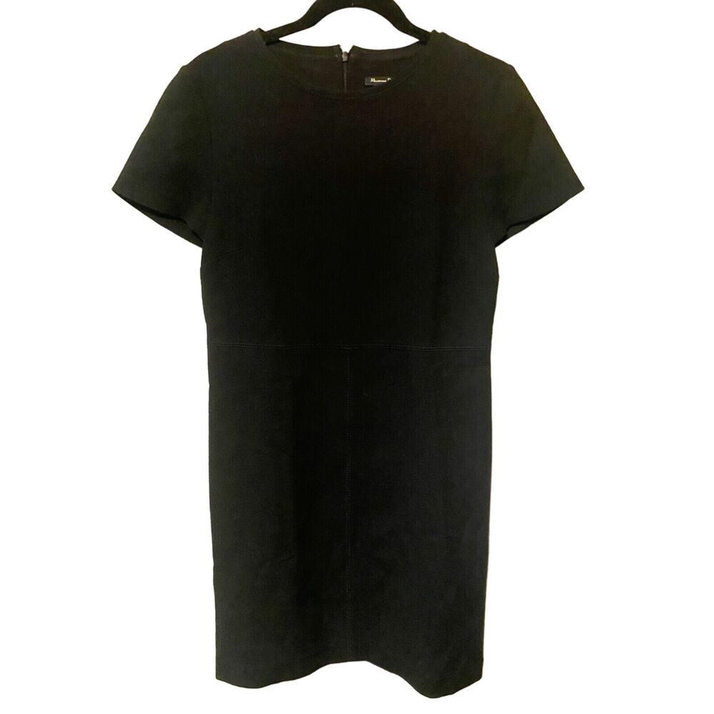 Massimo Dutti Dress Size 6 Black Dress Zip Back Short Sleeve Shift Dress
